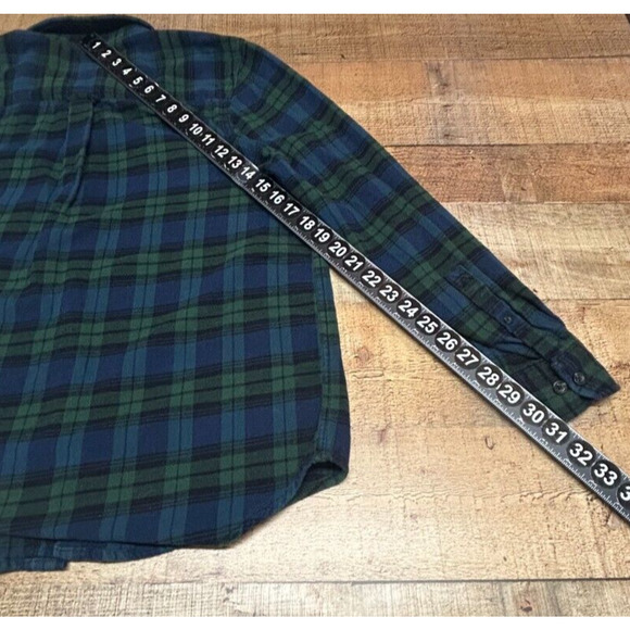 Woolrich Shirt Mens Large Blue Green Plaid Flannel Button Up Long Sleeve Pockets - Picture 3 of 10
